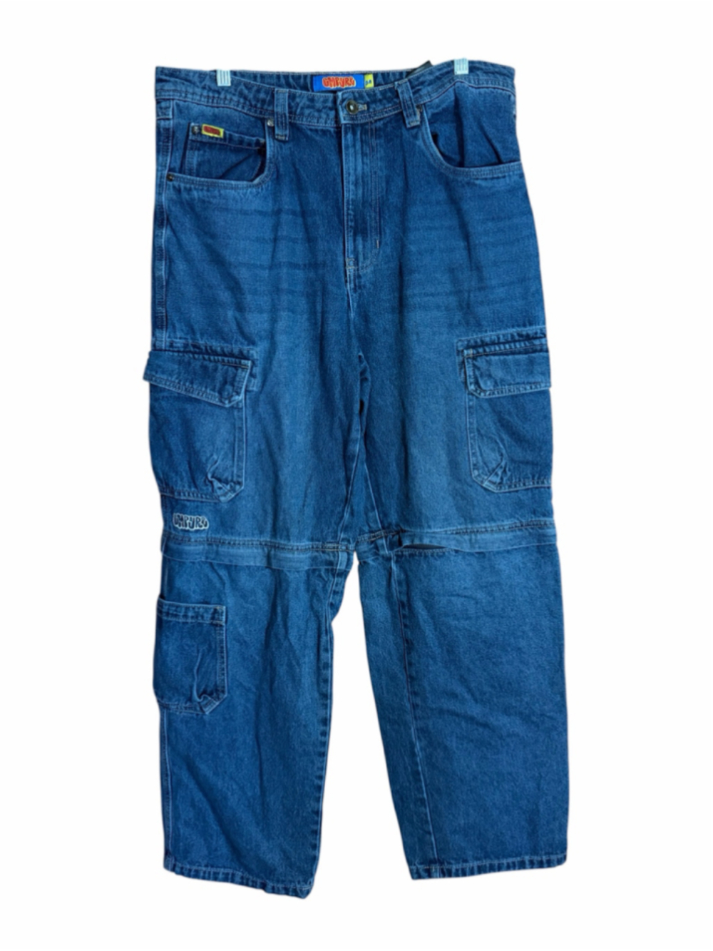 Empyre Blue Zip Off Cargo Denim Skate Jeans Mens 34